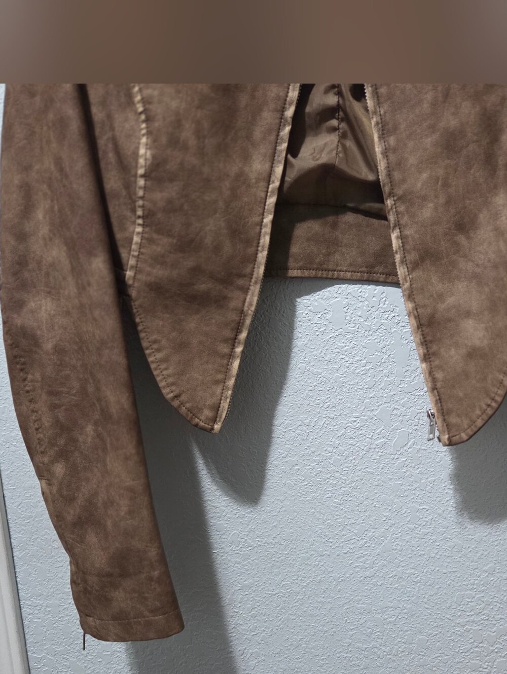 Fashion Nova Taupe Brown Cropped Moto Jacket - Picture 5 of 7